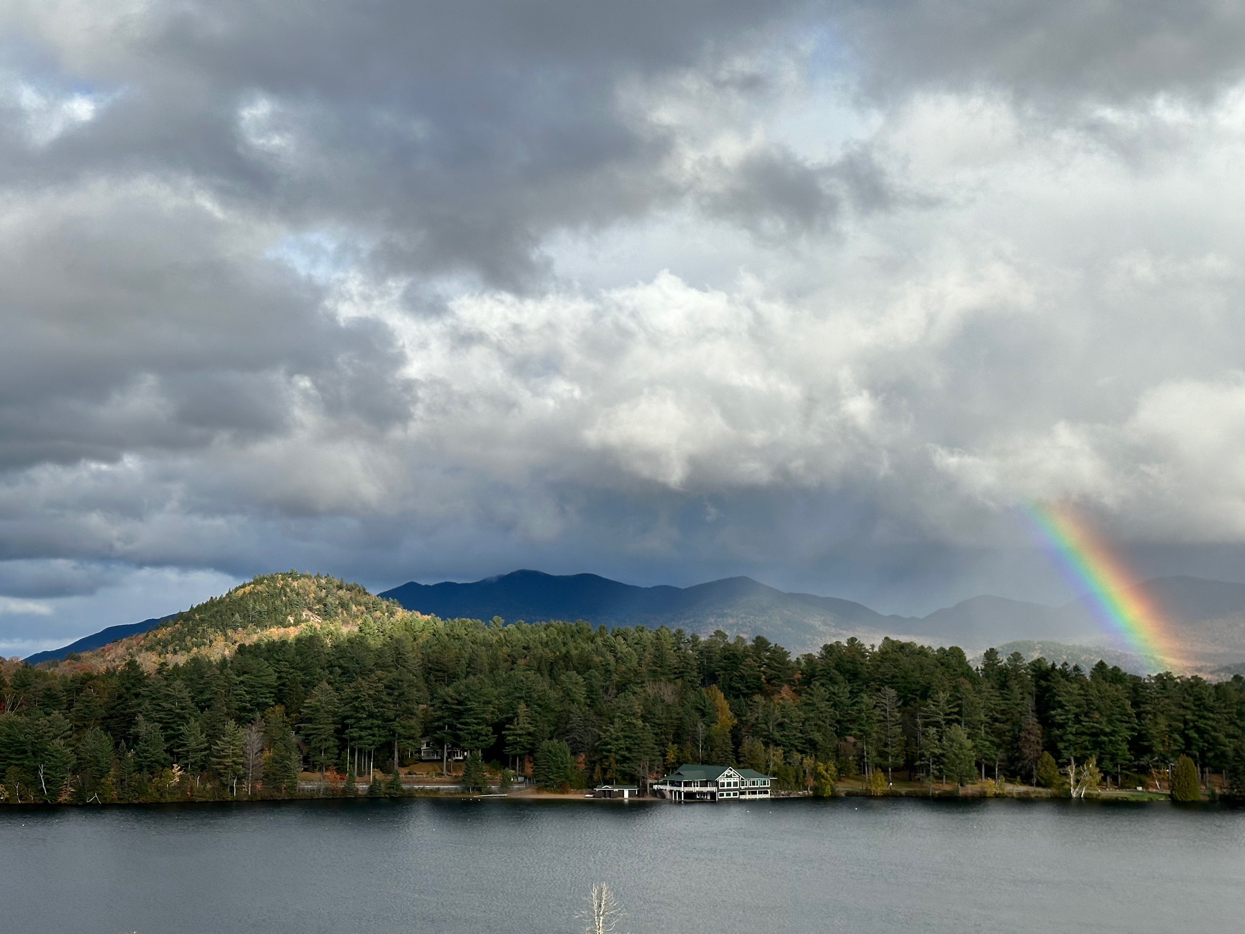 Rainbow over Mirror Lake in Lake Placid, NY