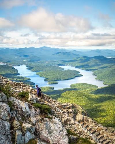 View over Lake Placid from the Whiteface Mountain summit